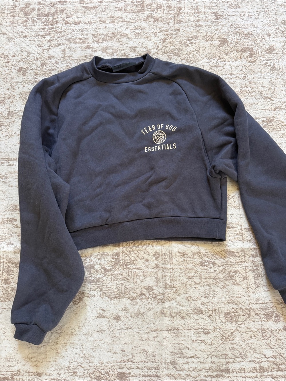Essentials Navy Crewneck Cropped Sweatshirt
